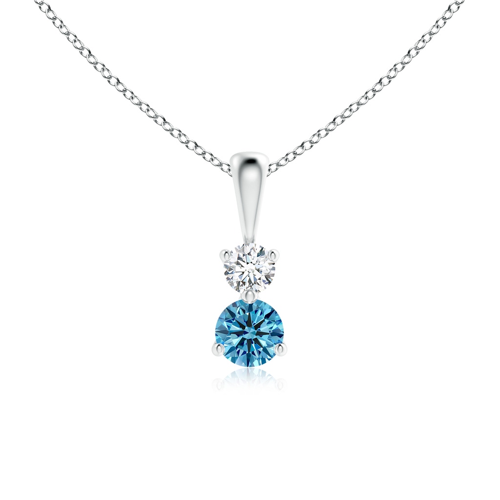 4mm Labgrown Prong-Set Two Stone Lab-Grown Fancy Intense Blue Diamond Pendant in P950 Platinum