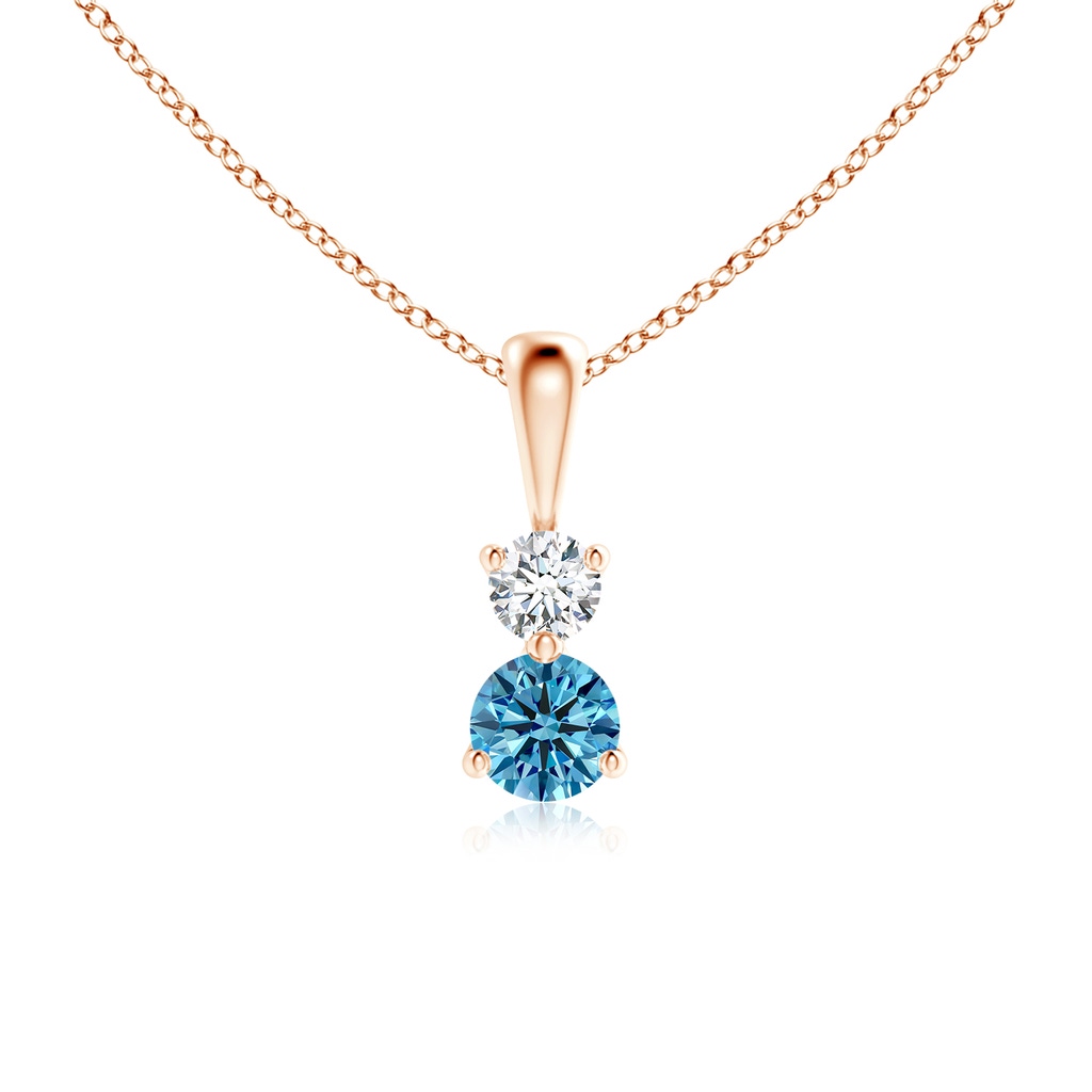 4mm Labgrown Prong-Set Two Stone Lab-Grown Fancy Intense Blue Diamond Pendant in Rose Gold