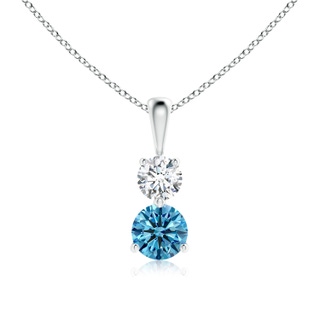 5.1mm Labgrown Prong-Set Two Stone Lab-Grown Fancy Intense Blue Diamond Pendant in P950 Platinum