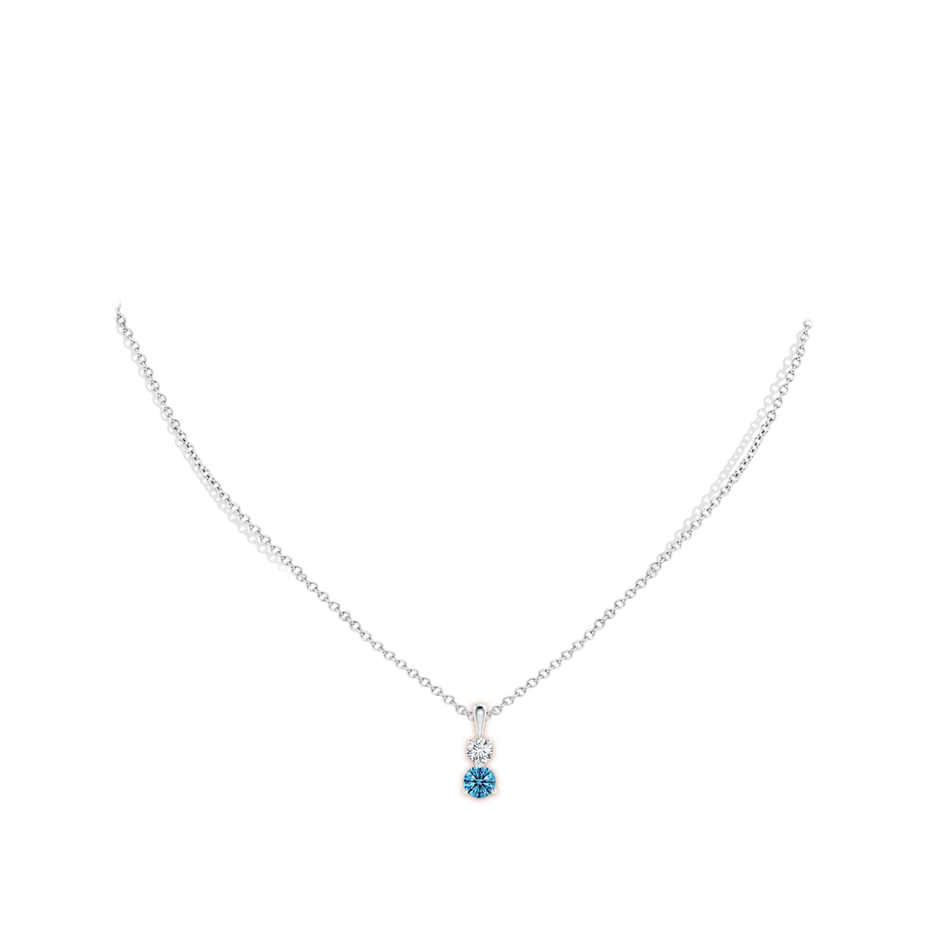 5.1mm Labgrown Prong-Set Two Stone Lab-Grown Fancy Intense Blue Diamond Pendant in White Gold pen