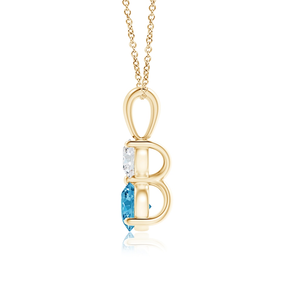 5.1mm Labgrown Prong-Set Two Stone Lab-Grown Fancy Intense Blue Diamond Pendant in Yellow Gold side 199