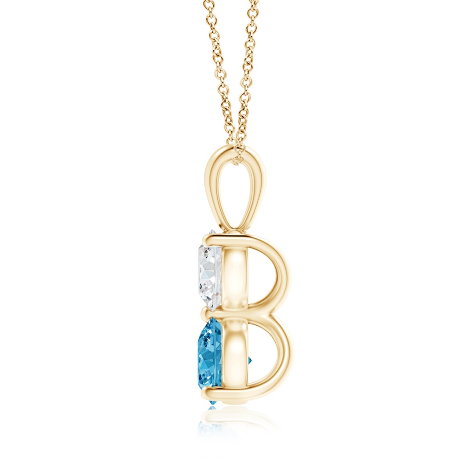 5.5mm Labgrown Prong-Set Two Stone Lab-Grown Fancy Intense Blue Diamond Pendant in 18K Yellow Gold side 199