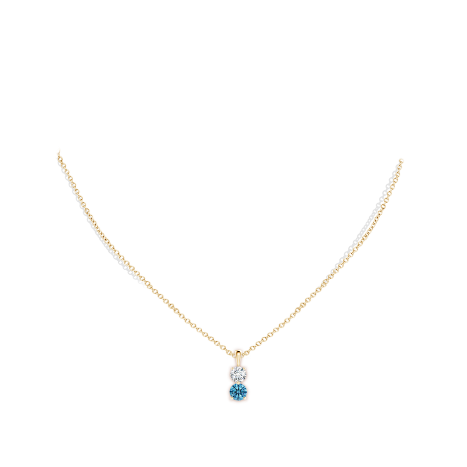 5.5mm Labgrown Prong-Set Two Stone Lab-Grown Fancy Intense Blue Diamond Pendant in 18K Yellow Gold pen