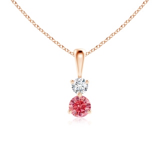 4mm Labgrown Prong-Set Two Stone Lab-Grown Fancy Intense Pink Diamond Pendant in 9K Rose Gold