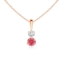 Two Stone Rose Gold Lab Grown Pink Diamond Necklaces & Pendants