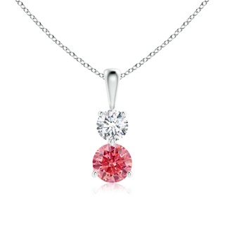 5.1mm Labgrown Prong-Set Two Stone Lab-Grown Fancy Intense Pink Diamond Pendant in P950 Platinum