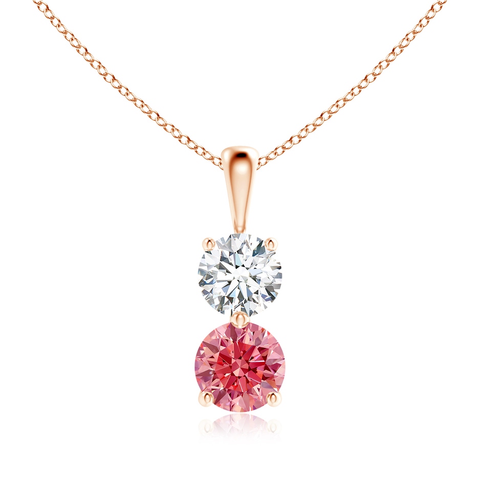5.5mm Labgrown Prong-Set Two Stone Lab-Grown Fancy Intense Pink Diamond Pendant in 18K Rose Gold 