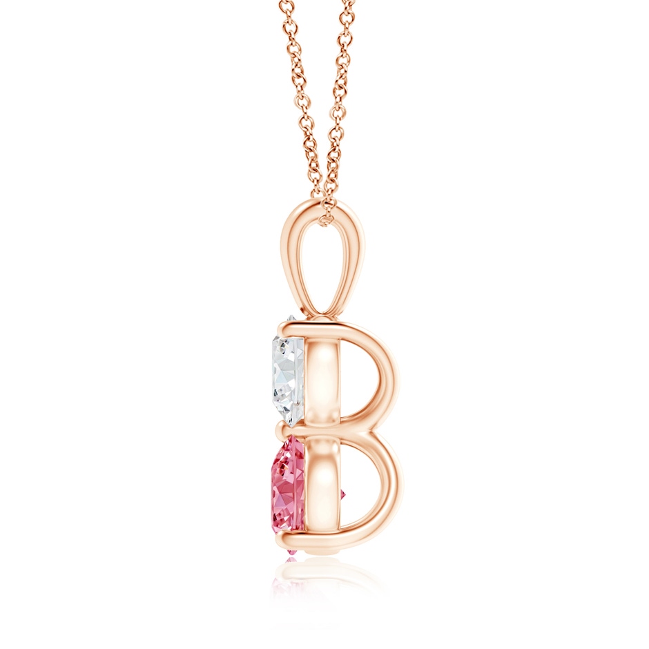 5.5mm Labgrown Prong-Set Two Stone Lab-Grown Fancy Intense Pink Diamond Pendant in 18K Rose Gold side 199