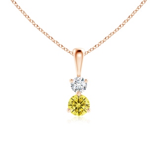 4mm Labgrown Prong-Set Two Stone Lab-Grown Fancy Intense Yellow Diamond Pendant in 9K Rose Gold