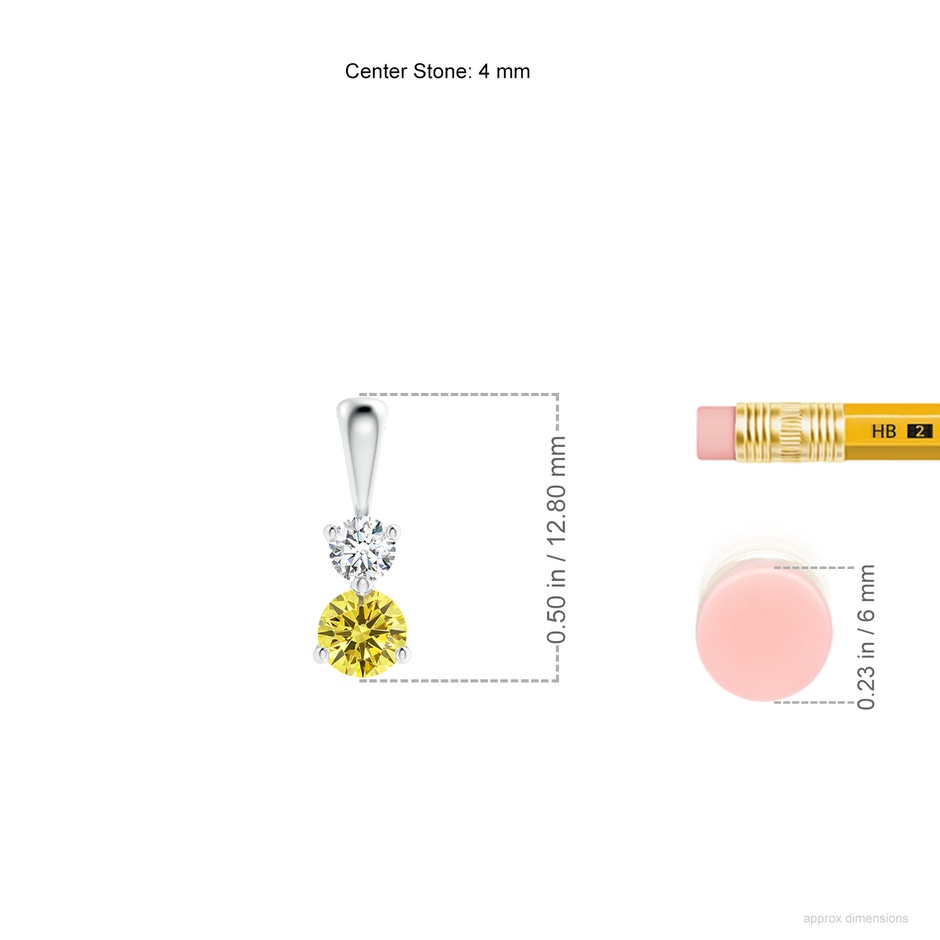 4mm Labgrown Prong-Set Two Stone Lab-Grown Fancy Intense Yellow Diamond Pendant in P950 Platinum ruler