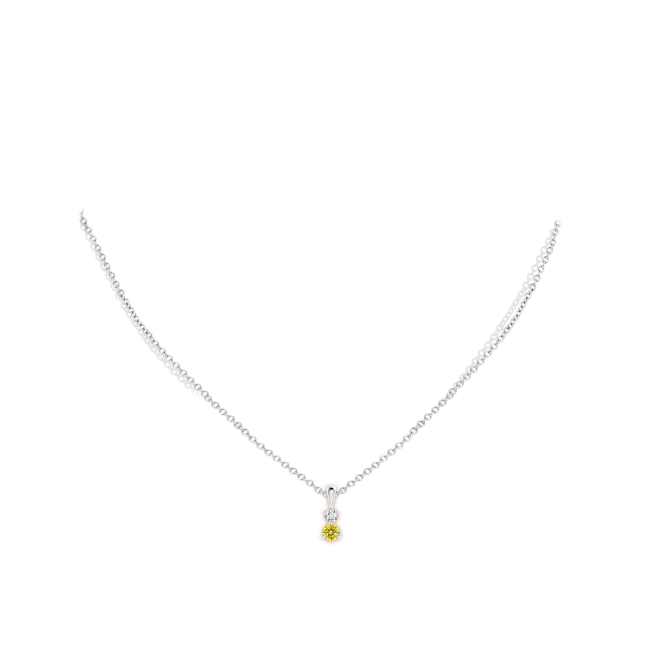4mm Labgrown Prong-Set Two Stone Lab-Grown Fancy Intense Yellow Diamond Pendant in P950 Platinum pen