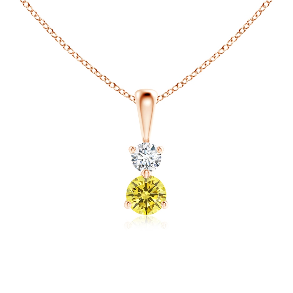 4mm Labgrown Prong-Set Two Stone Lab-Grown Fancy Intense Yellow Diamond Pendant in Rose Gold 