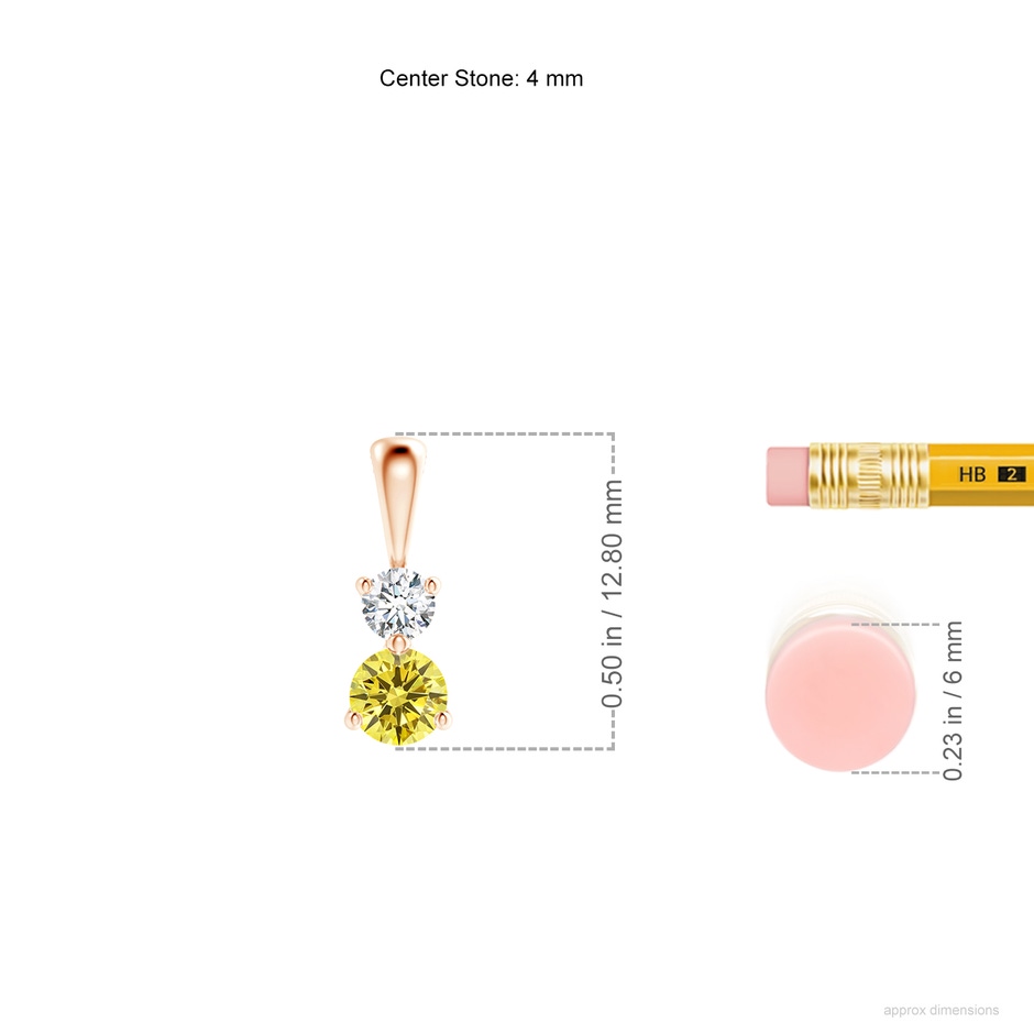 4mm Labgrown Prong-Set Two Stone Lab-Grown Fancy Intense Yellow Diamond Pendant in Rose Gold ruler
