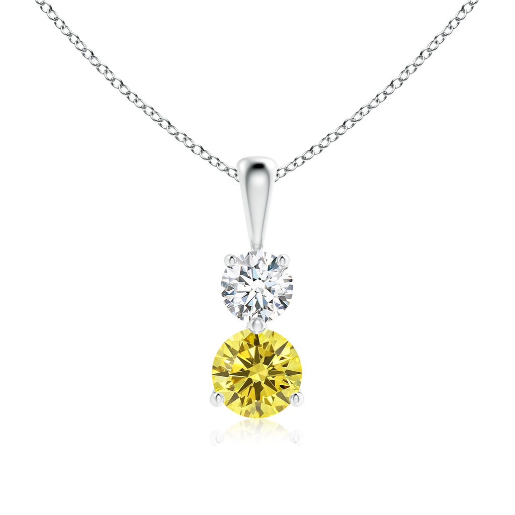 5.1mm Labgrown Prong-Set Two Stone Lab-Grown Fancy Intense Yellow Diamond Pendant in White Gold