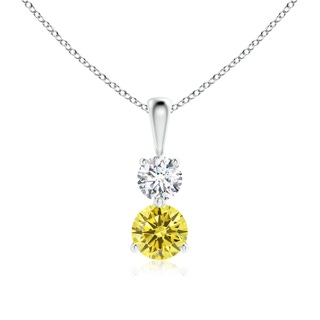 5.1mm Labgrown Prong-Set Two Stone Lab-Grown Fancy Intense Yellow Diamond Pendant in White Gold