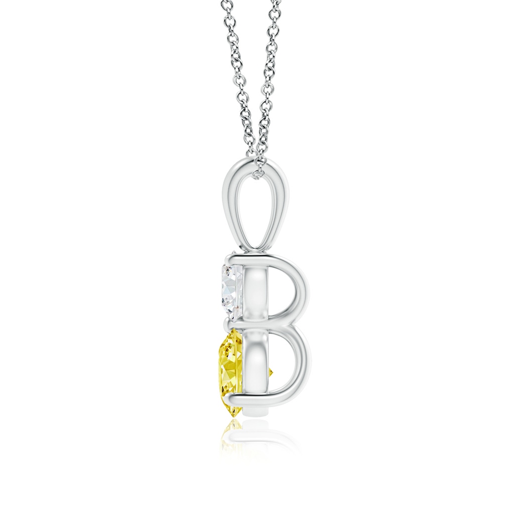 5.1mm Labgrown Prong-Set Two Stone Lab-Grown Fancy Intense Yellow Diamond Pendant in White Gold - side 199