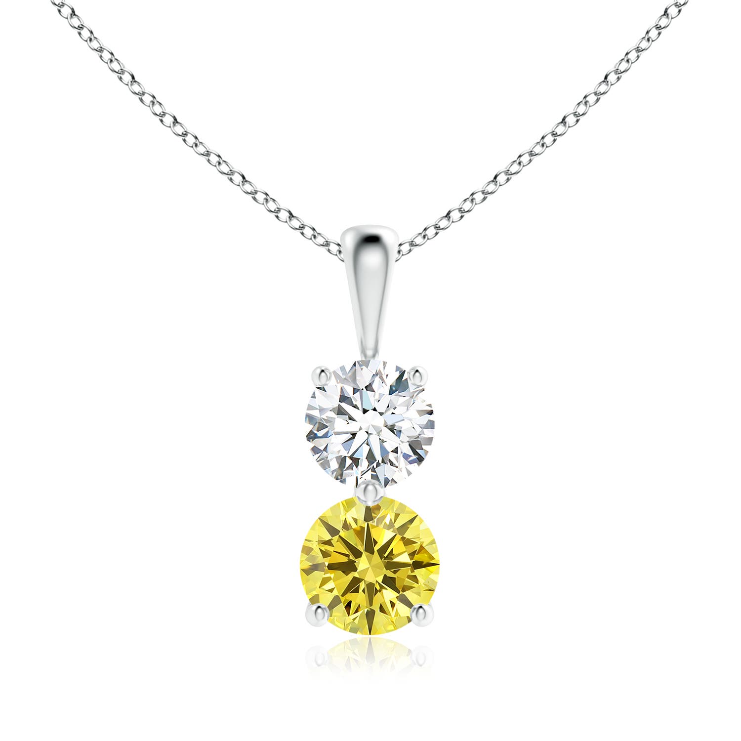 5.5mm Labgrown Prong-Set Two Stone Lab-Grown Fancy Intense Yellow Diamond Pendant in P950 Platinum