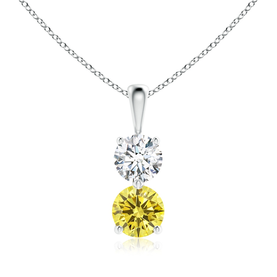 5.5mm Labgrown Prong-Set Two Stone Lab-Grown Fancy Intense Yellow Diamond Pendant in P950 Platinum 