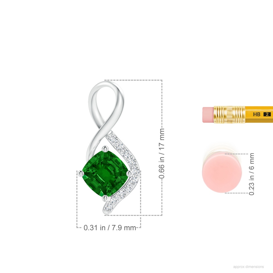 5mm Labgrown Lab-Grown Infinity Twist Emerald Pendant with Diamond Accents in P950 Platinum ruler