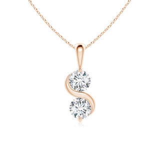 5.1mm FGVS Lab-Grown Classic Two Stone Diamond Swirl Pendant in 9K Rose Gold