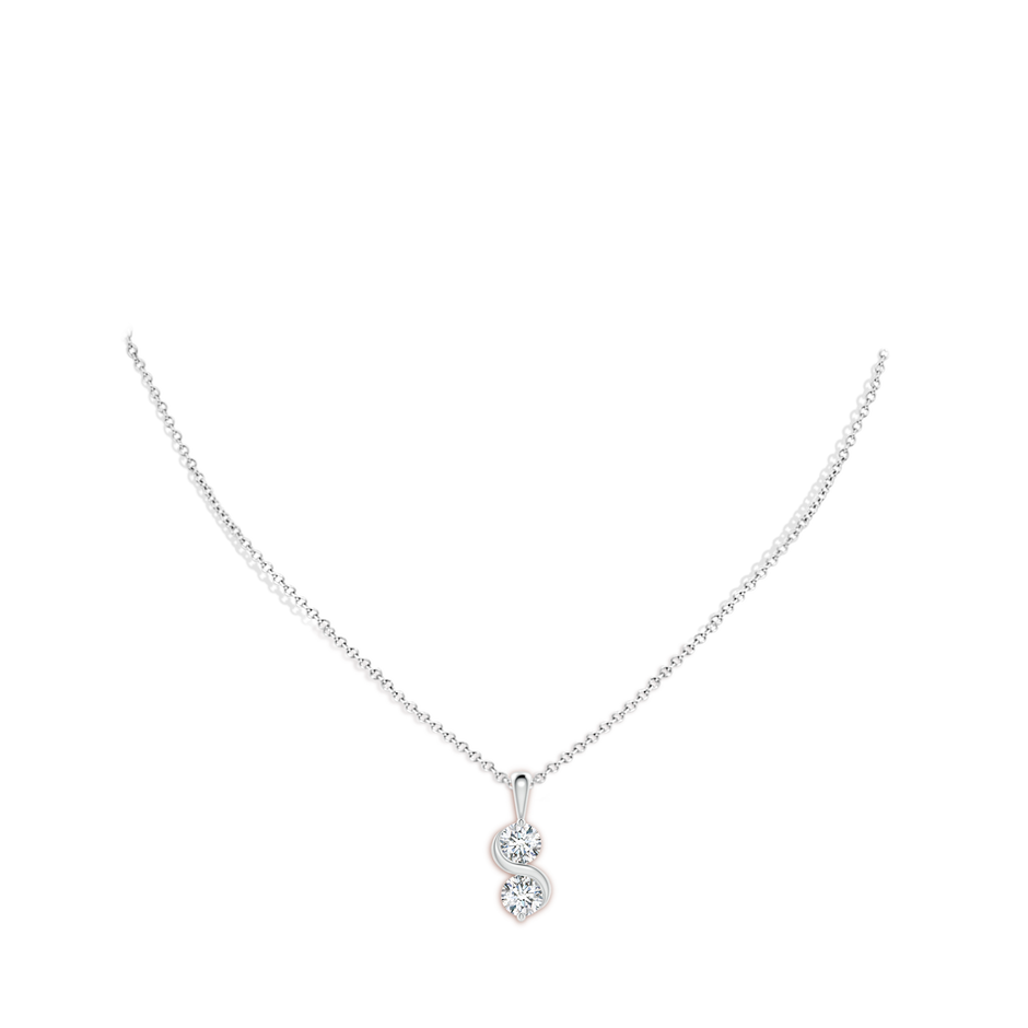 5.1mm FGVS Lab-Grown Classic Two Stone Diamond Swirl Pendant in P950 Platinum pen
