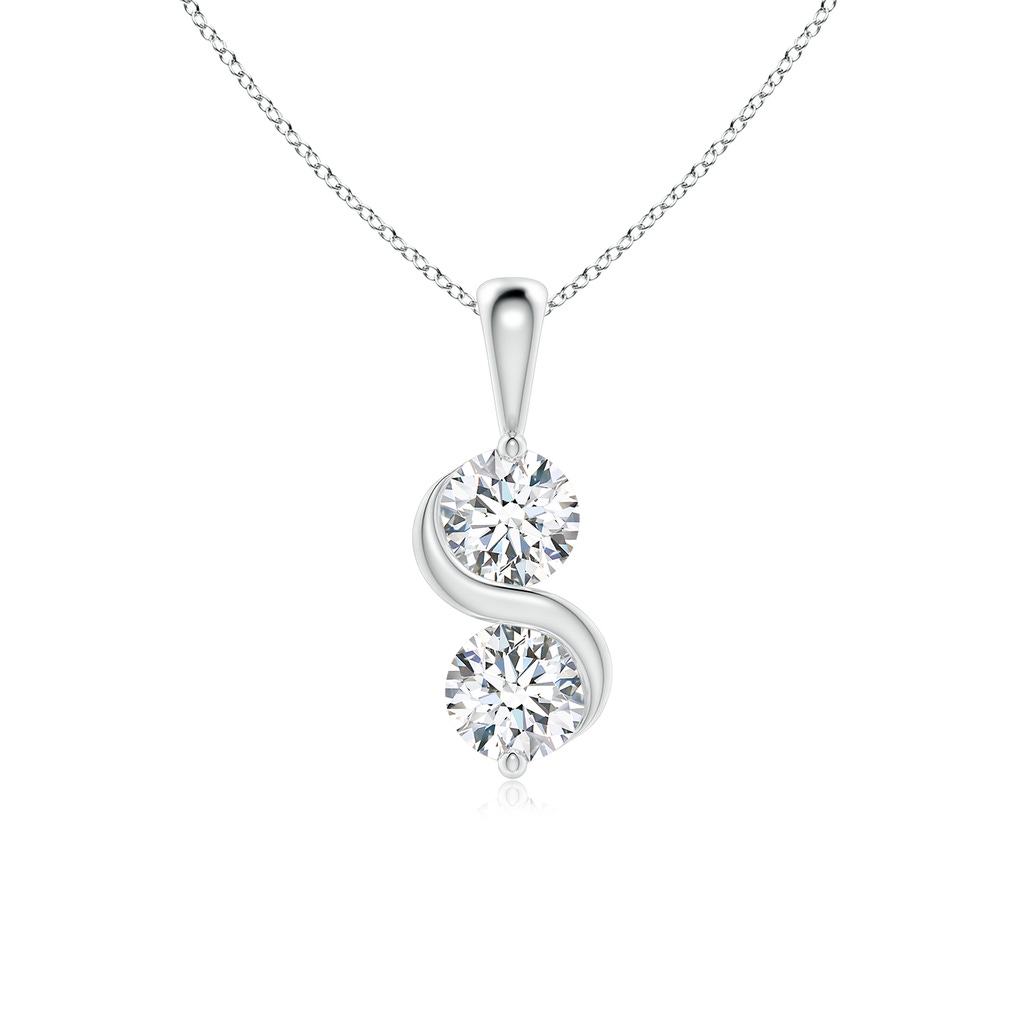 5.1mm FGVS Lab-Grown Classic Two Stone Diamond Swirl Pendant in White Gold