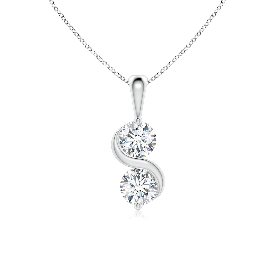 5.1mm FGVS Lab-Grown Classic Two Stone Diamond Swirl Pendant in White Gold 