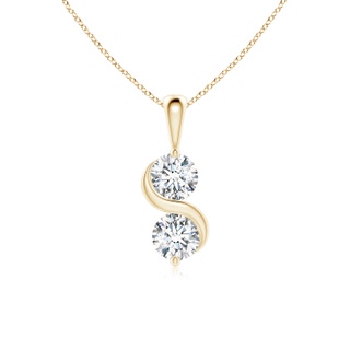 5.1mm FGVS Lab-Grown Classic Two Stone Diamond Swirl Pendant in Yellow Gold