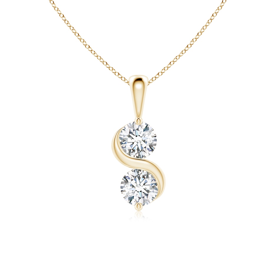 5.1mm FGVS Lab-Grown Classic Two Stone Diamond Swirl Pendant in Yellow Gold 