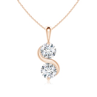 5.9mm FGVS Lab-Grown Classic Two Stone Diamond Swirl Pendant in 18K Rose Gold