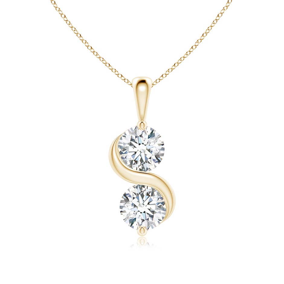 5.9mm FGVS Lab-Grown Classic Two Stone Diamond Swirl Pendant in 18K Yellow Gold 
