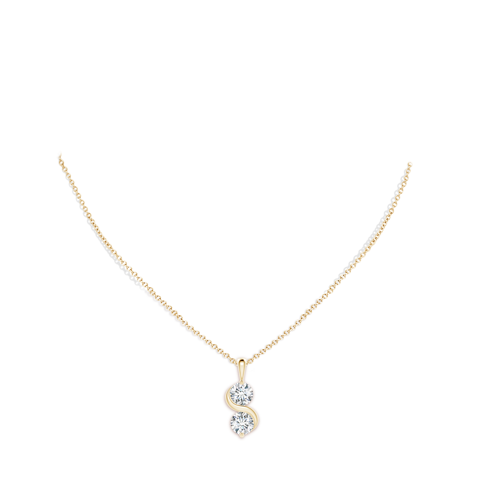 5.9mm FGVS Lab-Grown Classic Two Stone Diamond Swirl Pendant in 18K Yellow Gold pen