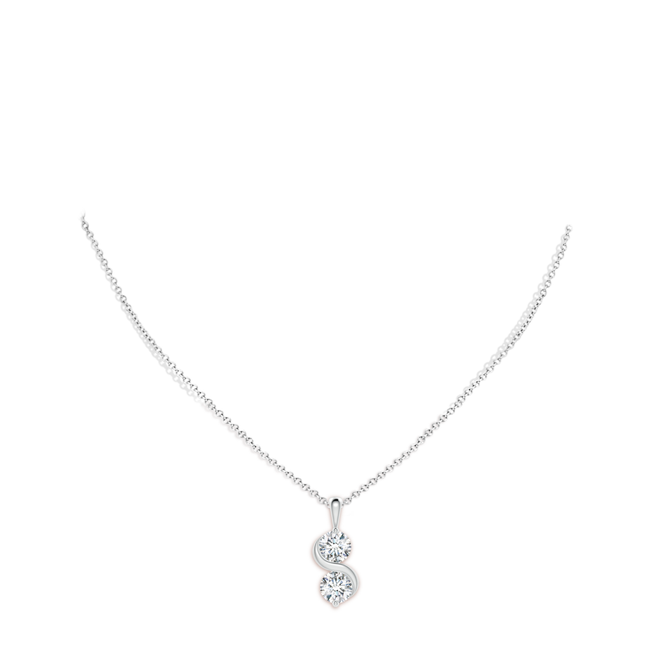5.9mm FGVS Lab-Grown Classic Two Stone Diamond Swirl Pendant in P950 Platinum pen