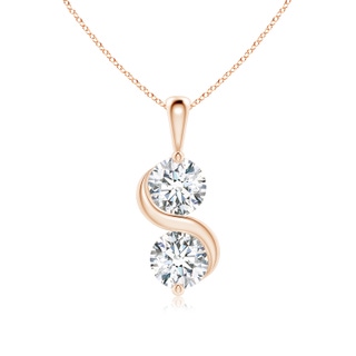 5.9mm FGVS Lab-Grown Classic Two Stone Diamond Swirl Pendant in Rose Gold