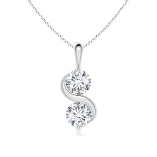 5.9mm FGVS Lab-Grown Classic Two Stone Diamond Swirl Pendant in S999 Silver