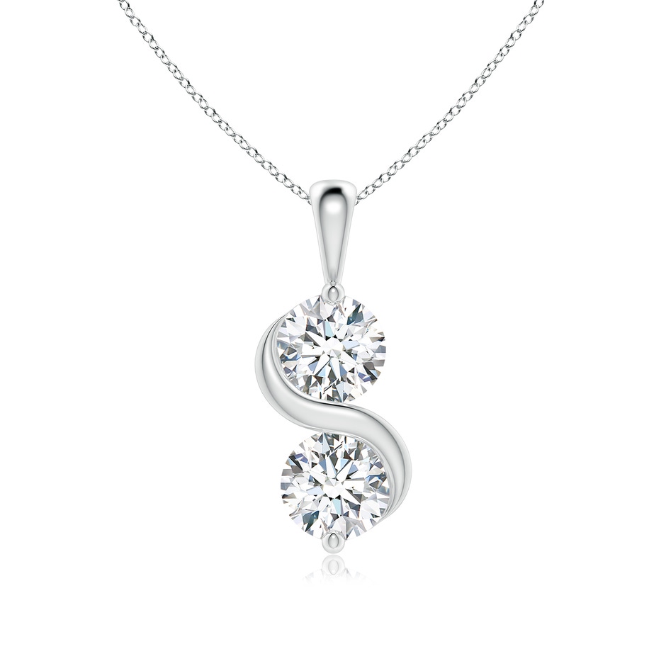 5.9mm FGVS Lab-Grown Classic Two Stone Diamond Swirl Pendant in White Gold 