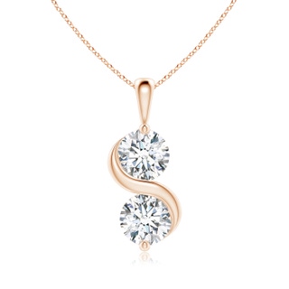 6.4mm FGVS Lab-Grown Classic Two Stone Diamond Swirl Pendant in Rose Gold