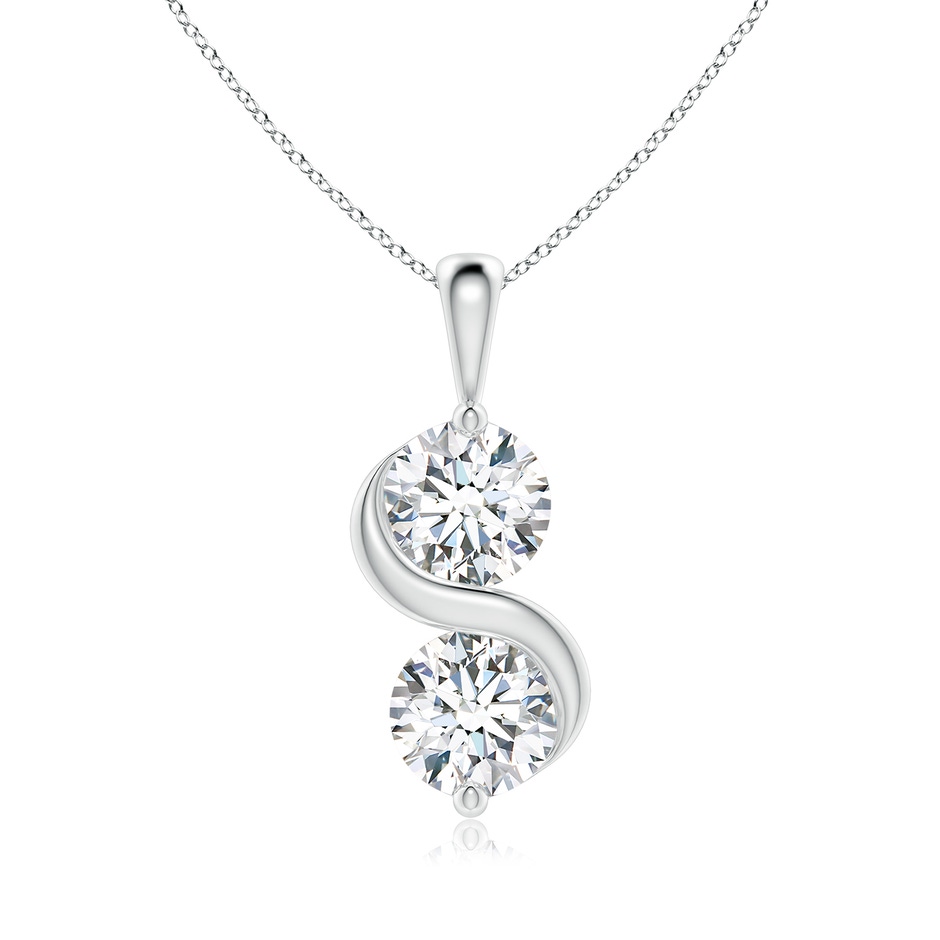 6.4mm FGVS Lab-Grown Classic Two Stone Diamond Swirl Pendant in S999 Silver 