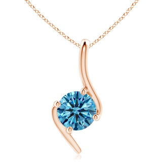 7.4mm Labgrown Prong-Set Lab-Grown Fancy Intense Blue Diamond Solitaire Bypass Pendant in Rose Gold