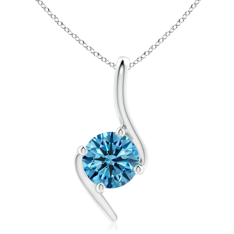 7.4mm Labgrown Prong-Set Lab-Grown Fancy Intense Blue Diamond Solitaire Bypass Pendant in White Gold 