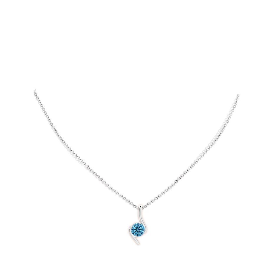 7.4mm Labgrown Prong-Set Lab-Grown Fancy Intense Blue Diamond Solitaire Bypass Pendant in White Gold pen