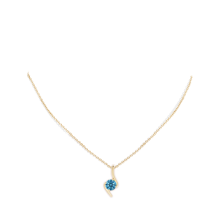 7.4mm Labgrown Prong-Set Lab-Grown Fancy Intense Blue Diamond Solitaire Bypass Pendant in Yellow Gold pen