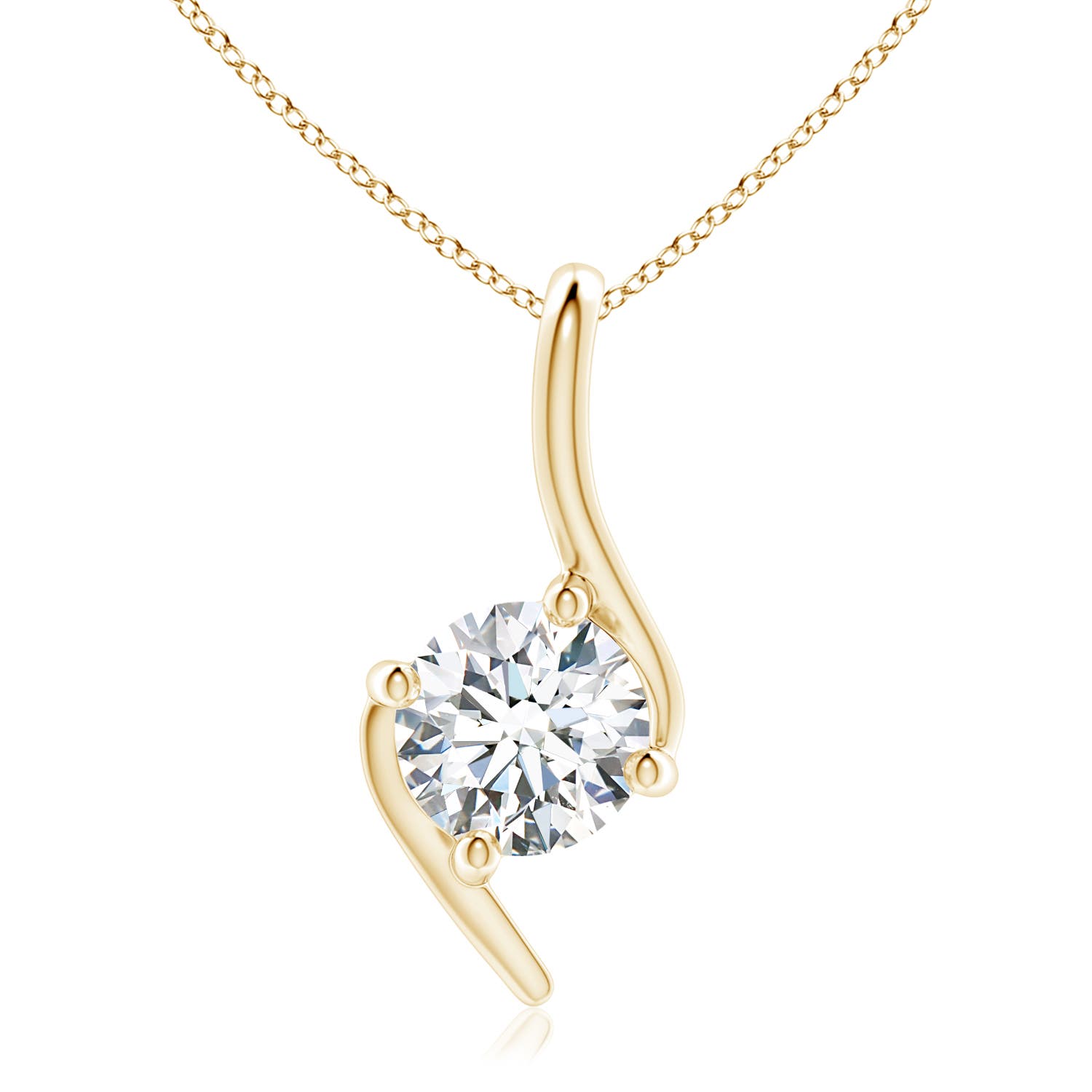 6.4mm FGVS Lab-Grown Prong-Set Diamond Solitaire Bypass Pendant in 18K Yellow Gold