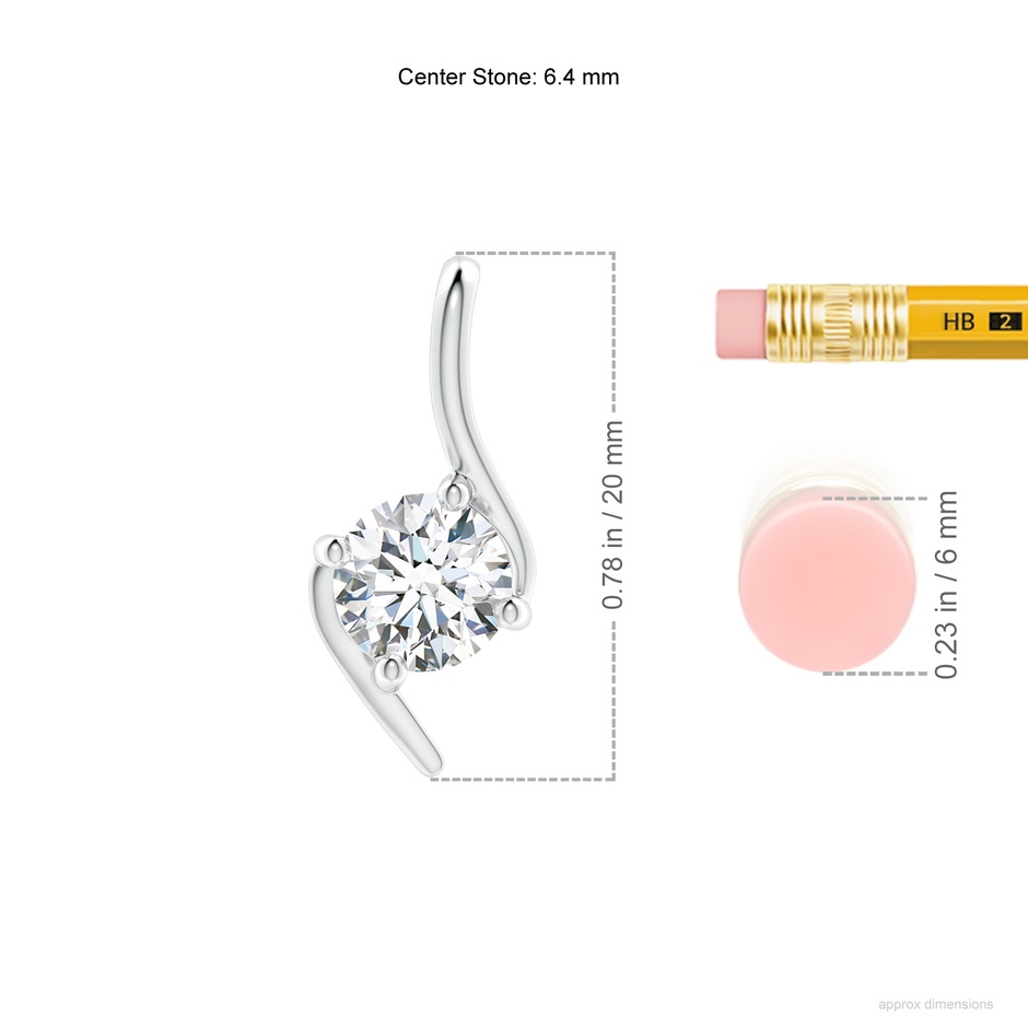6.4mm FGVS Lab-Grown Prong-Set Diamond Solitaire Bypass Pendant in White Gold ruler
