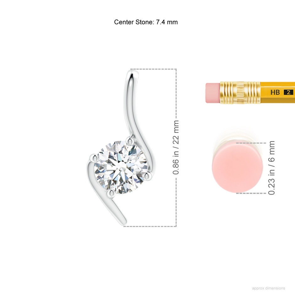 7.4mm FGVS Lab-Grown Prong-Set Diamond Solitaire Bypass Pendant in White Gold ruler