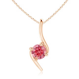 5.1mm Labgrown Prong-Set Lab-Grown Fancy Intense Pink Diamond Solitaire Bypass Pendant in Rose Gold