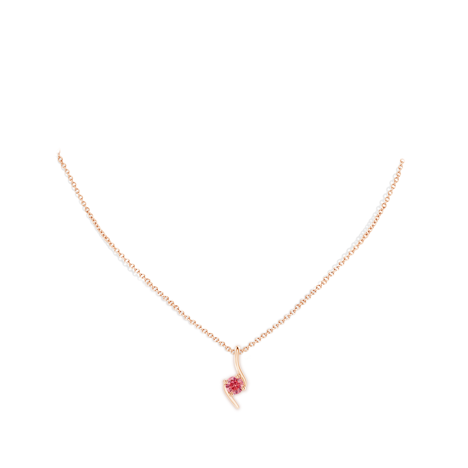 5.1mm Labgrown Prong-Set Lab-Grown Fancy Intense Pink Diamond Solitaire Bypass Pendant in Rose Gold pen
