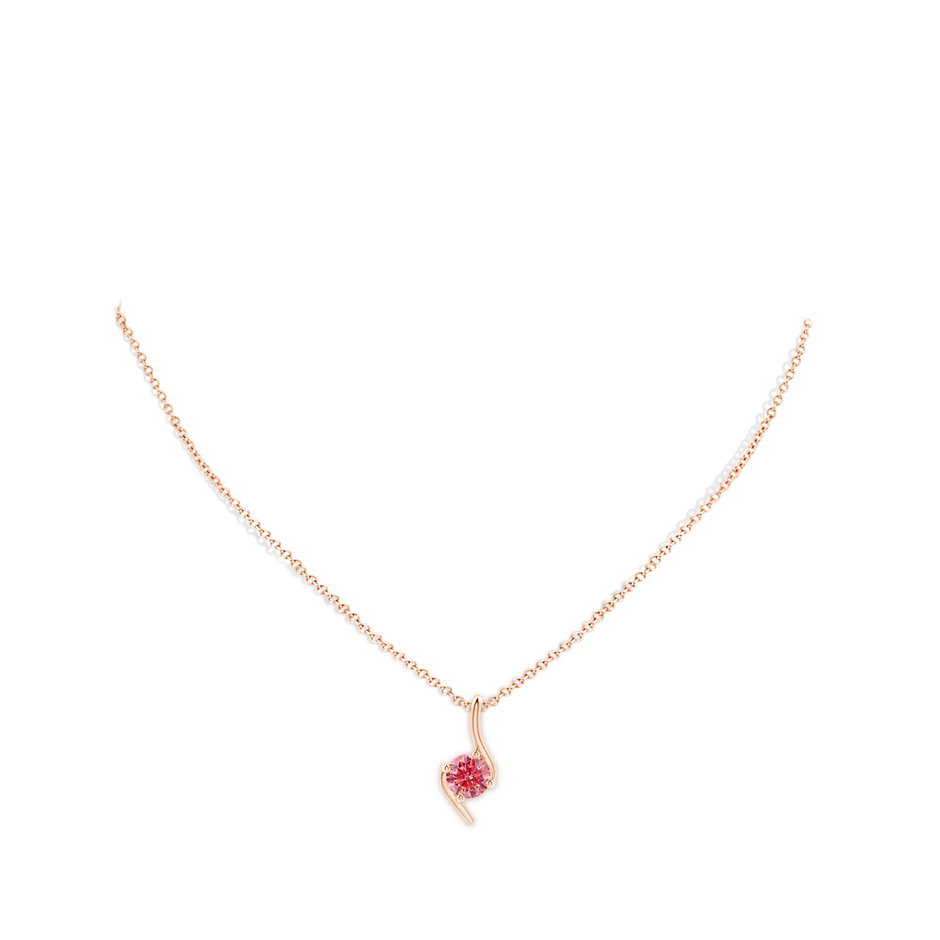 6.4mm Labgrown Prong-Set Lab-Grown Fancy Intense Pink Diamond Solitaire Bypass Pendant in Rose Gold pen