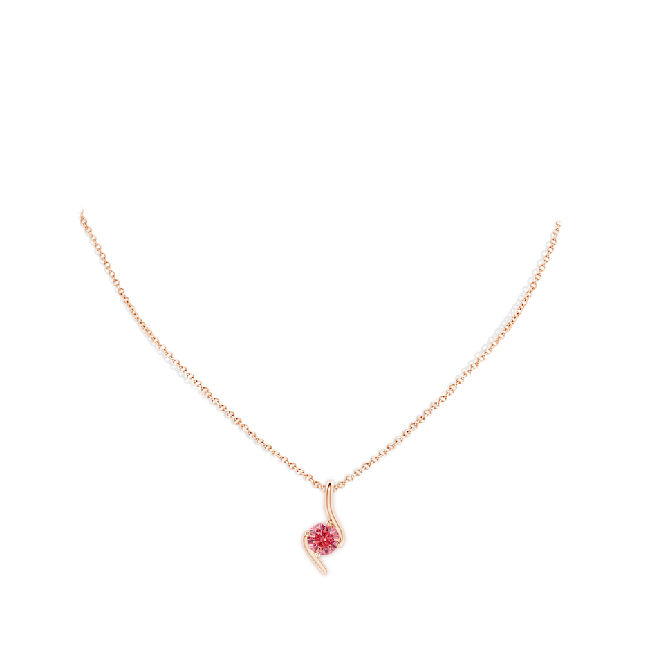 7.4mm Labgrown Prong-Set Lab-Grown Fancy Intense Pink Diamond Solitaire Bypass Pendant in Rose Gold pen