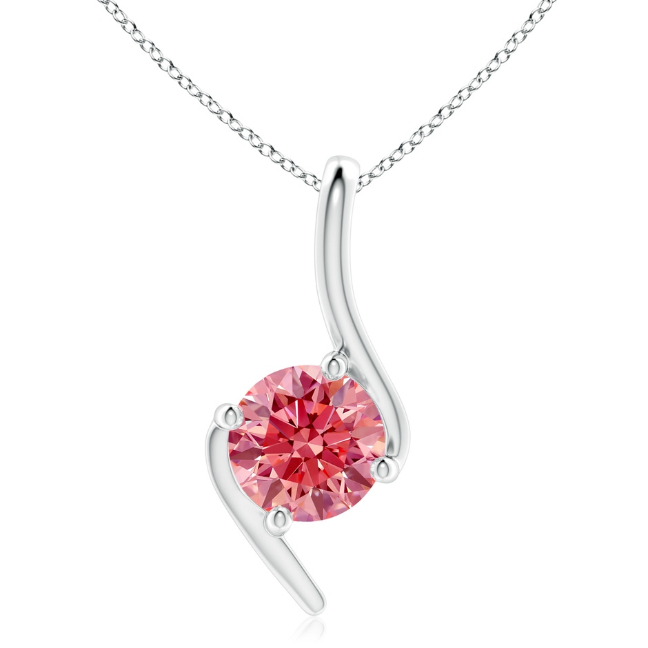 7.4mm Labgrown Prong-Set Lab-Grown Fancy Intense Pink Diamond Solitaire Bypass Pendant in White Gold 
